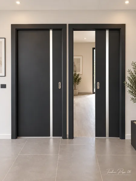 Deux portes coulissantes intérieures gris foncé